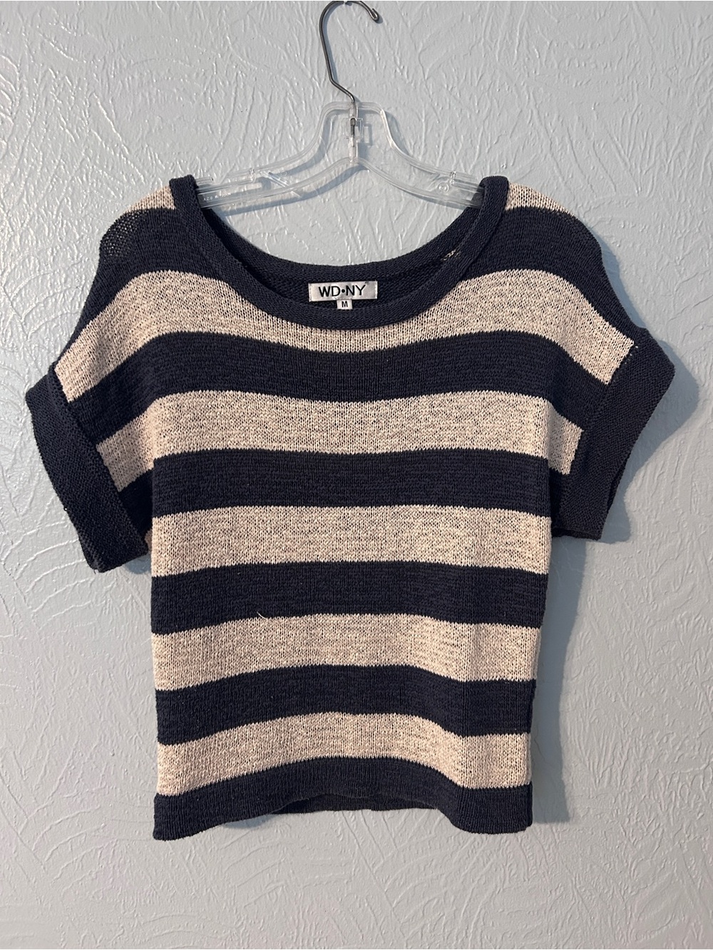 WD.NY Navy and Cream Striped Short Sleeve Knit Tee